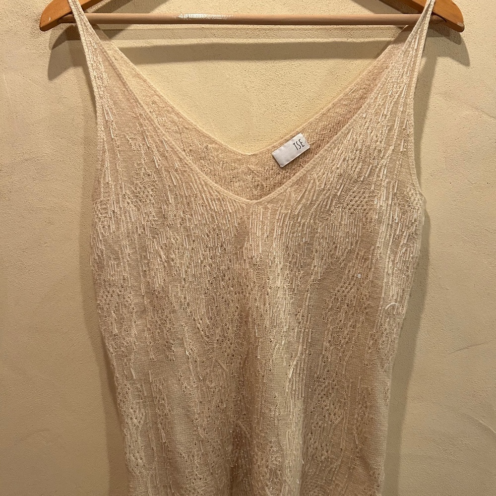 TSE Cashmere Tank with Hand Embroidered Bead Work
